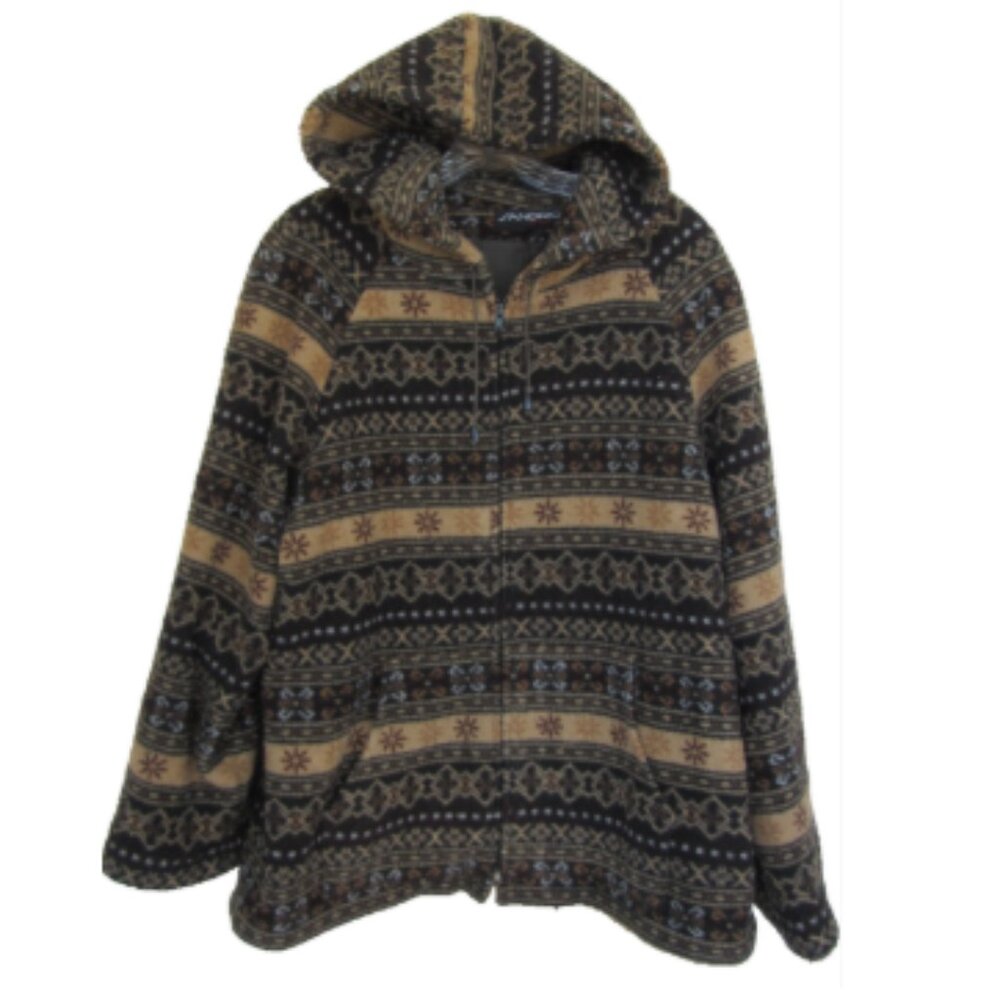 Vintage SANDRO SPORT Southwestern Hooded Fleece Jacket AS-IS
